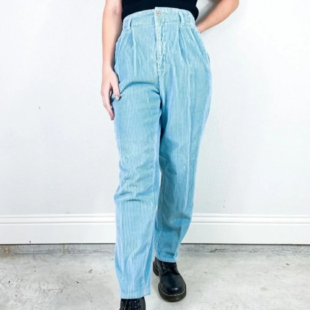 High Waist Vintage Corduroy Grey Classic Retro Corduroy High Rise - Picture 4 of 8